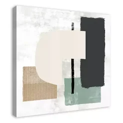 Gray and Green Abstract Geometric Canvas Wall Art