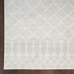 Gray and Ivory Moroccan Trellis Area Rug, 9x12