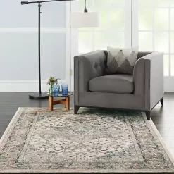 Gray and Ivory Nadia Medallion Area Rug, 5x7