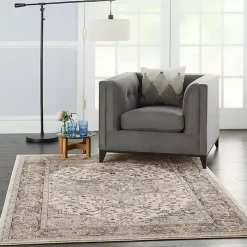 Gray and Ivory Nadia Medallion Area Rug, 5x7