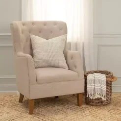 Gray and Natural Sea Striped Pillow