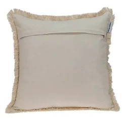 Gray and Tan Medallion Fringe Pillow