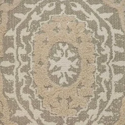 Gray and Tan Medallion Fringe Pillow