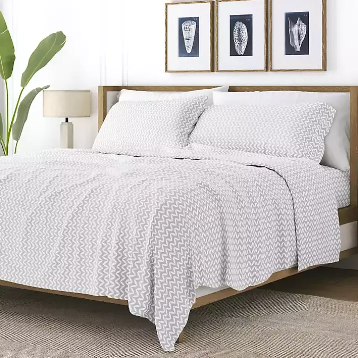 Gray and White Chevron 3-pc. Twin Sheet Set