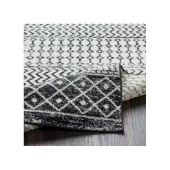 Gray and White Moroccan Pattern Runner, 2x10