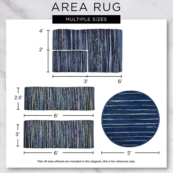 Gray and White Stripe Cotton Accent Rug, 2x3