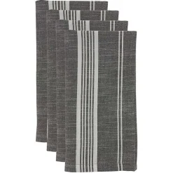 Gray and White Striped Napkins, Set of 4