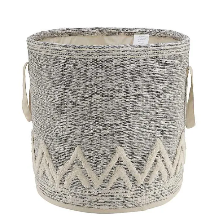 Gray and White Tuft Peaks Storage Basket