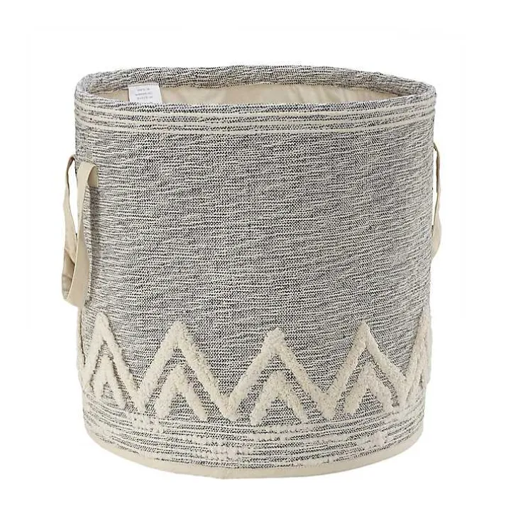 Gray and White Tuft Peaks Storage Basket