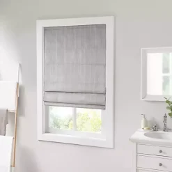 Gray Basketweave Cordless Roman Shade, 27 in.