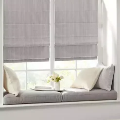 Gray Basketweave Cordless Roman Shade, 27 in.