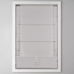 Gray Basketweave Cordless Roman Shade, 27 in.