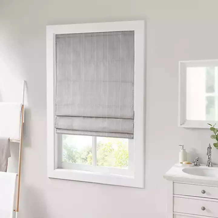 Gray Basketweave Cordless Roman Shade, 31 in.