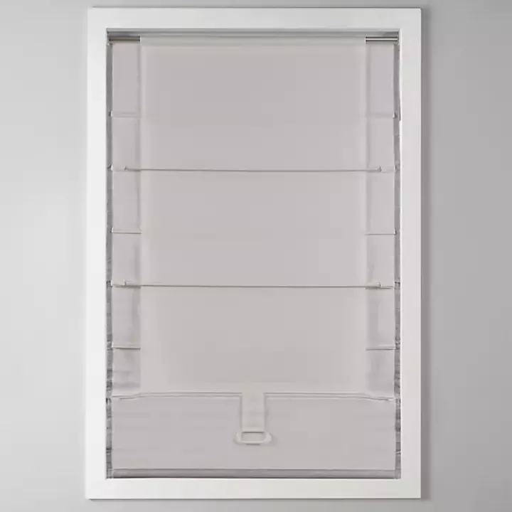 Gray Basketweave Cordless Roman Shade, 33 in.
