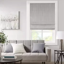 Gray Basketweave Cordless Roman Shade, 35 in.
