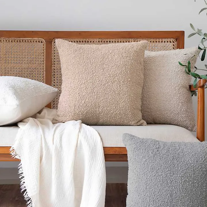 Gray Boucle Handwoven Pillow