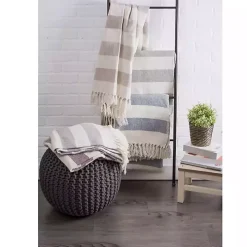 Gray Cabana Stripe Throw