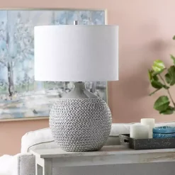 Gray Ceramic Braid Table Lamp