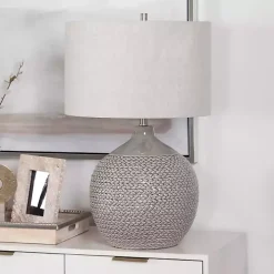 Gray Ceramic Braid Table Lamp