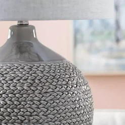 Gray Ceramic Braid Table Lamp