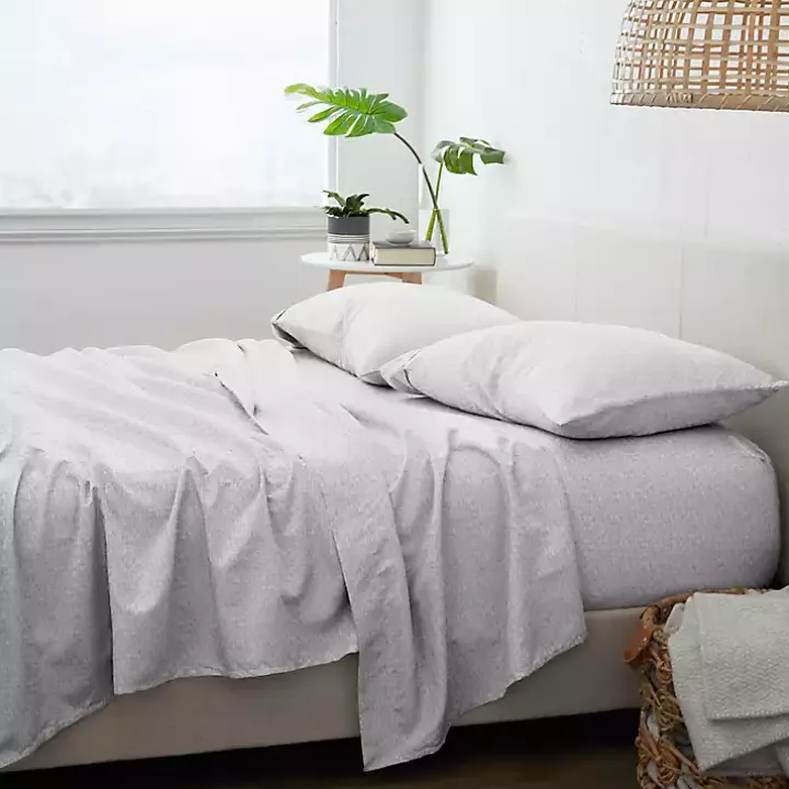 Gray Chambray 4-pc. California King Sheet Set
