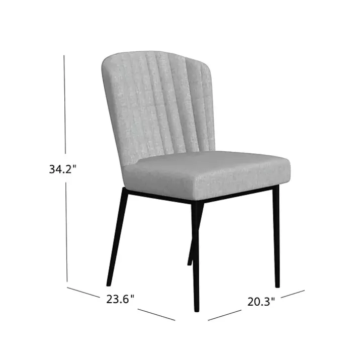 Gray Channel Back Rounded Dining Chairs, Set of 2