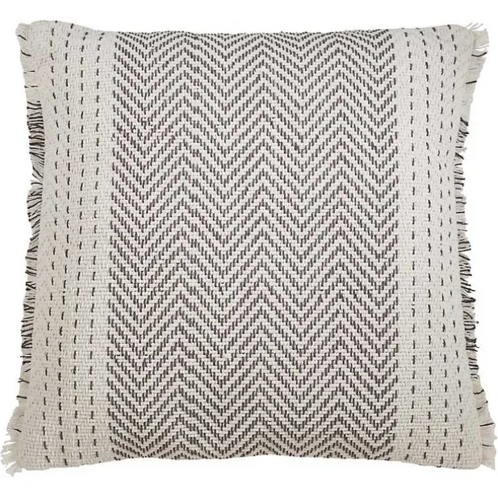 Gray Chevron Long Stitch Square Throw Pillow