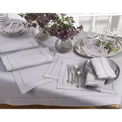 Gray Classic Hemstitch Border Polyester Runner