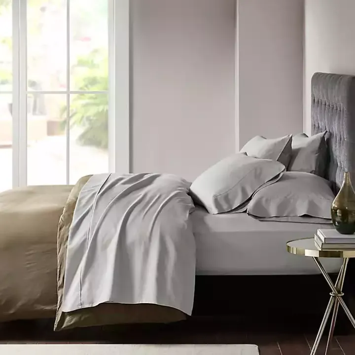 Gray Cotton Blend Sateen 6-pc. Queen Sheet Set