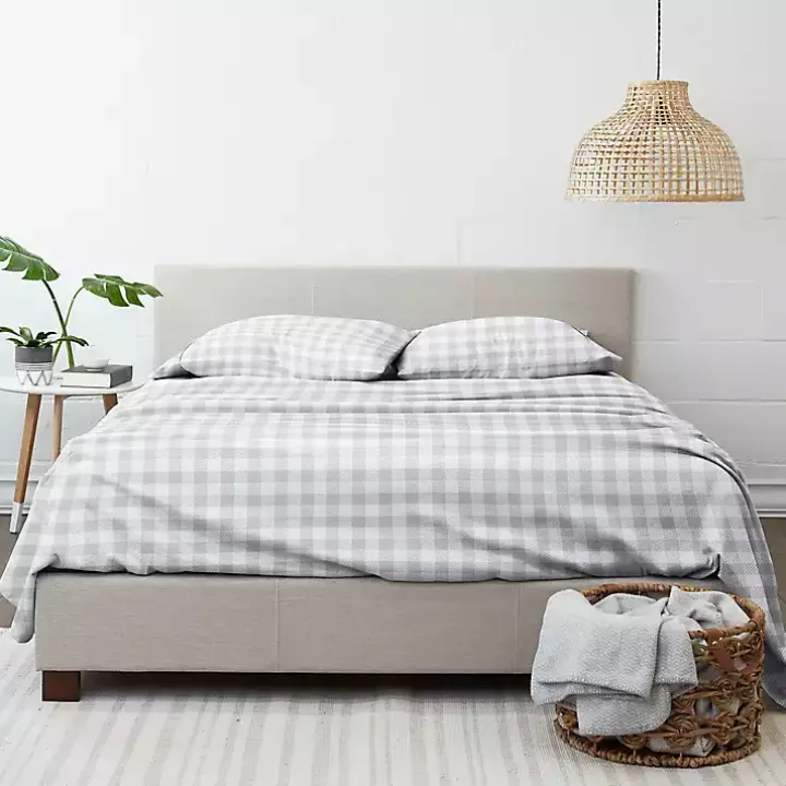Gray Country Plaid 4-pc. California King Sheet Set