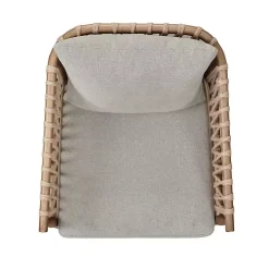 Gray Curved Wood and Jute Rope Accent Chair