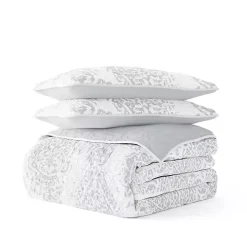 Gray Damask Reversible 2-pc. Twin Quilt Set