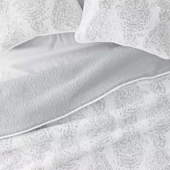 Gray Damask Reversible 2-pc. Twin Quilt Set