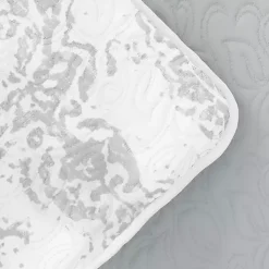 Gray Damask Reversible 3-pc. Queen Quilt Set