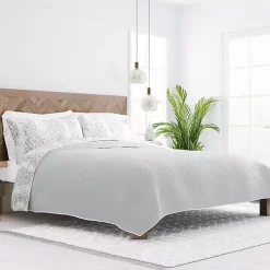 Gray Damask Reversible 3-pc. King Quilt Set