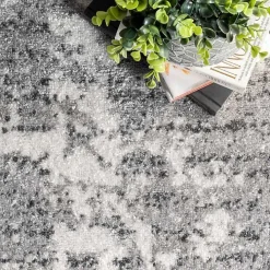 Gray Distressed Power Loomed Area Rug, 10x14