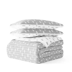 Gray Dotted Reversible 3-pc. Queen Quilt Set