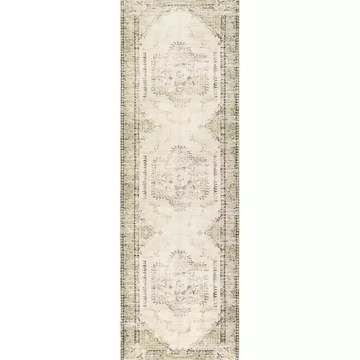 Gray Faded Medallion Washable Runner