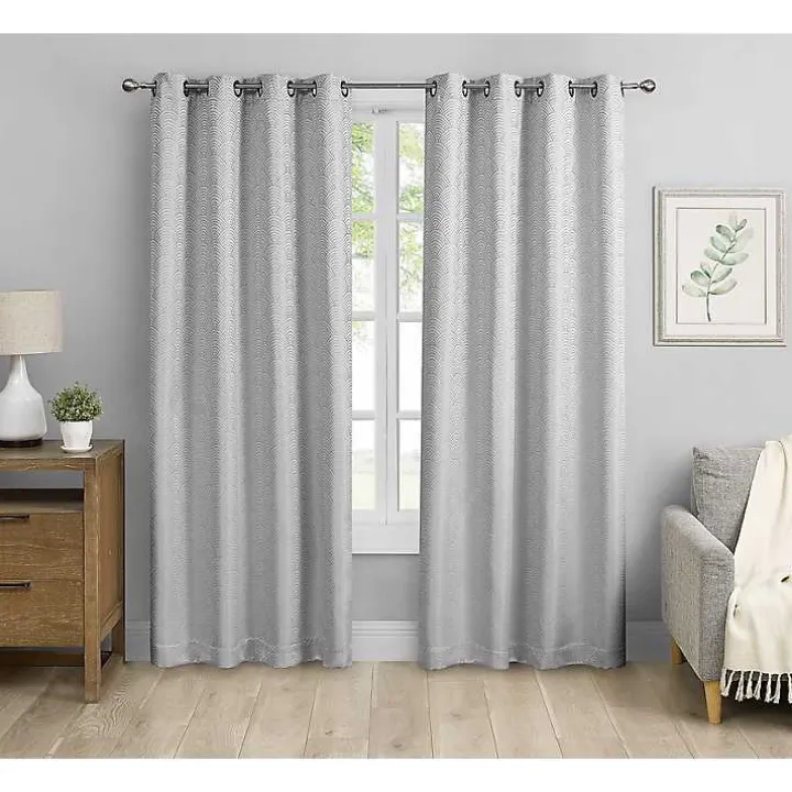 Gray Fans Blackout Curtain Panel Set, 96 in.