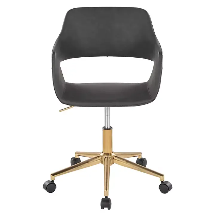 Gray Faux Leather & Gold Marshall Office Chair