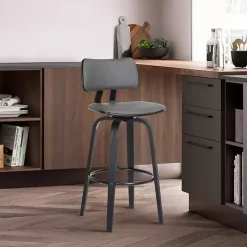 Gray Faux Leather Pico Swivel Counter Stool