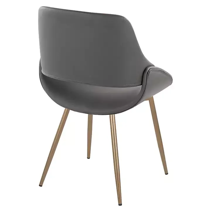 Gray Faux Leather Scooped Accent Chairs, Set of 2