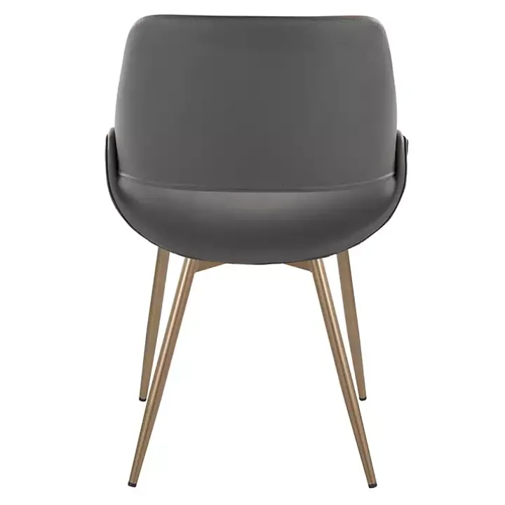 Gray Faux Leather Scooped Accent Chairs, Set of 2