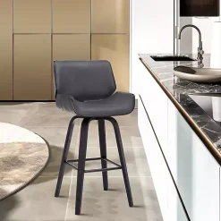 Gray Faux Leather Tyler Swivel Bar Stool