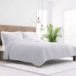 Gray Floral Stitch 2-pc. Twin Quilt Set