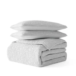 Gray Floral Stitch 2-pc. Twin Quilt Set