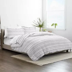 Gray Geometric 3-Pc. Queen Duvet Cover Set