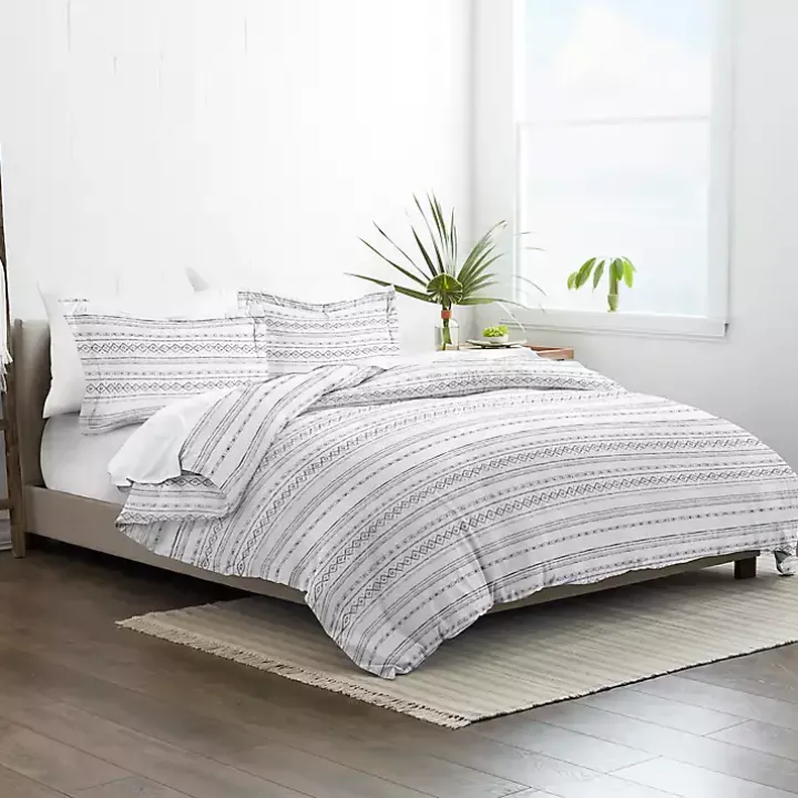 Gray Geometric 2-Pc. Twin Duvet Cover Set