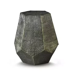 Gray Hand-Stamped Iron Hexagon Accent Table