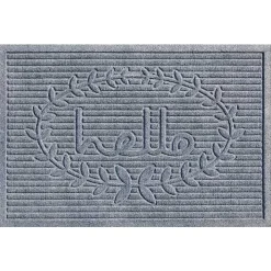 Gray Hello Ribbed Durable Doormat